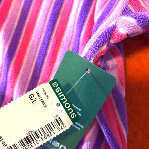 Pink, purple and blue terry short sleeve button up shirt NWT - Picture 7 of 9